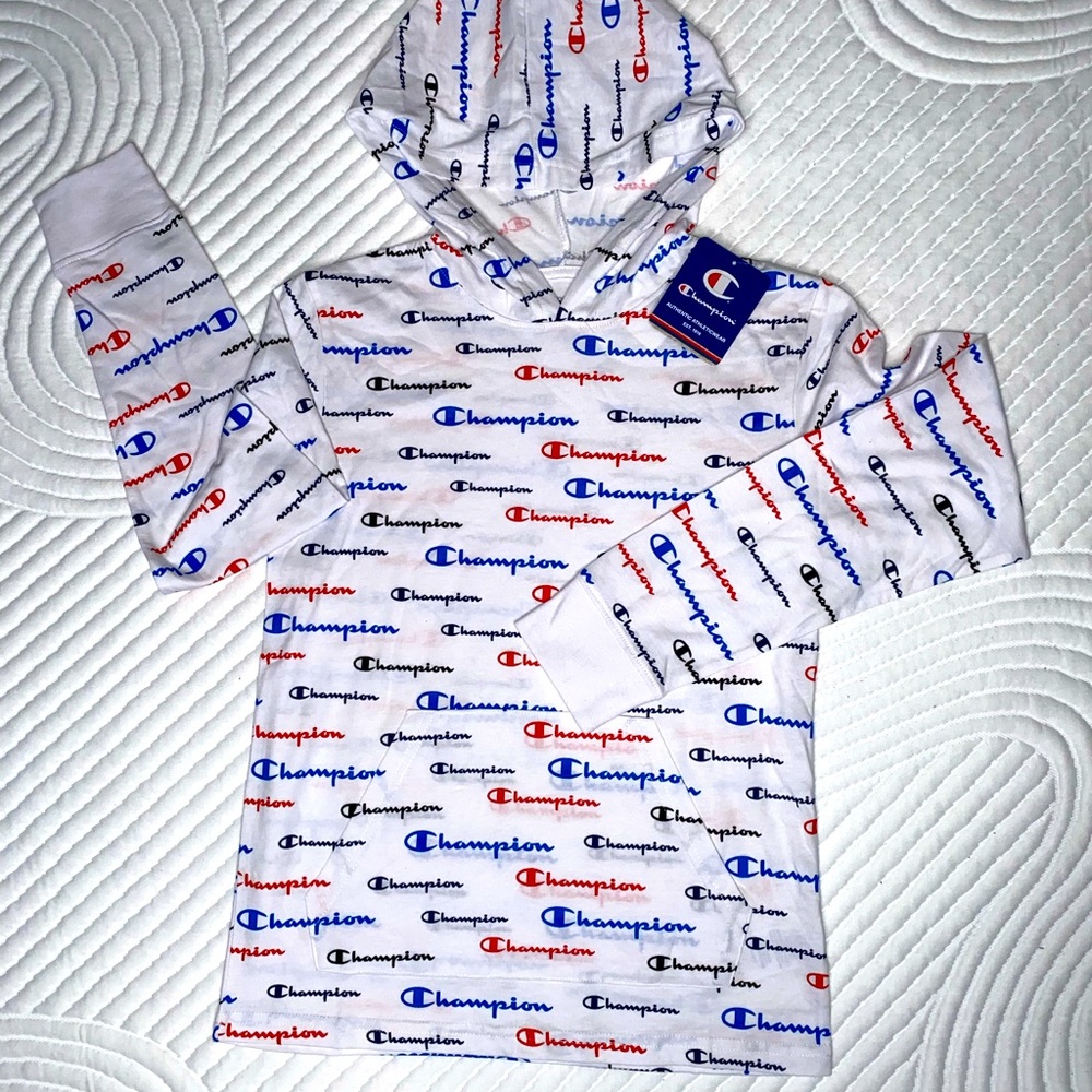 Kids Champion Logo Print Hooded Shirt